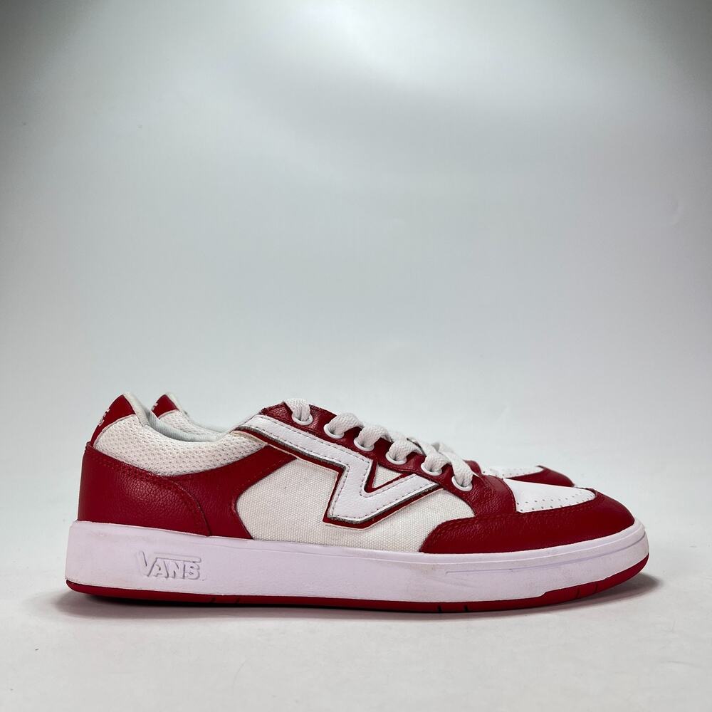 Vans Lowland CC White Red Leather Low Top Skate Sneakers 721356 Men's Size 7.5